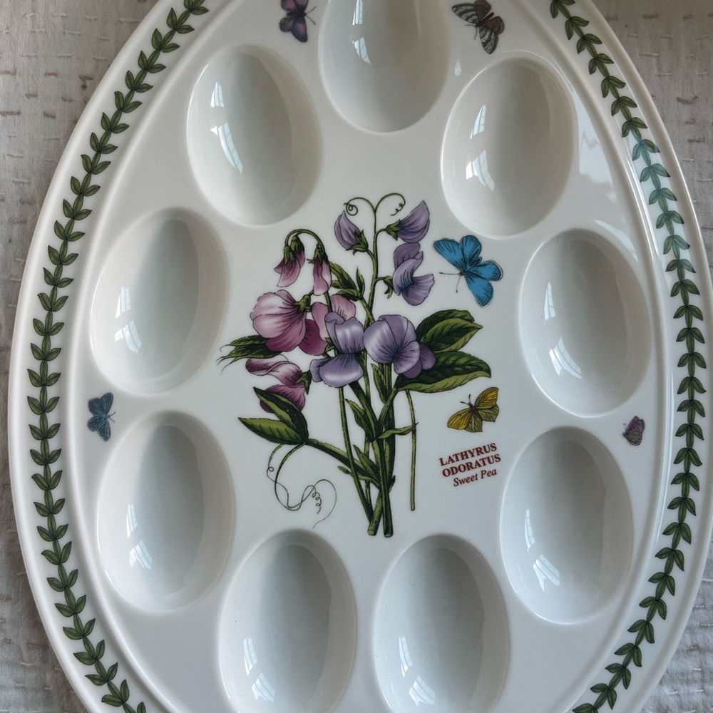Portmeirion Botanic Garden Sweet Pea 9 Deviled Eggs Serving Platter Dish - Picture 8 of 9
